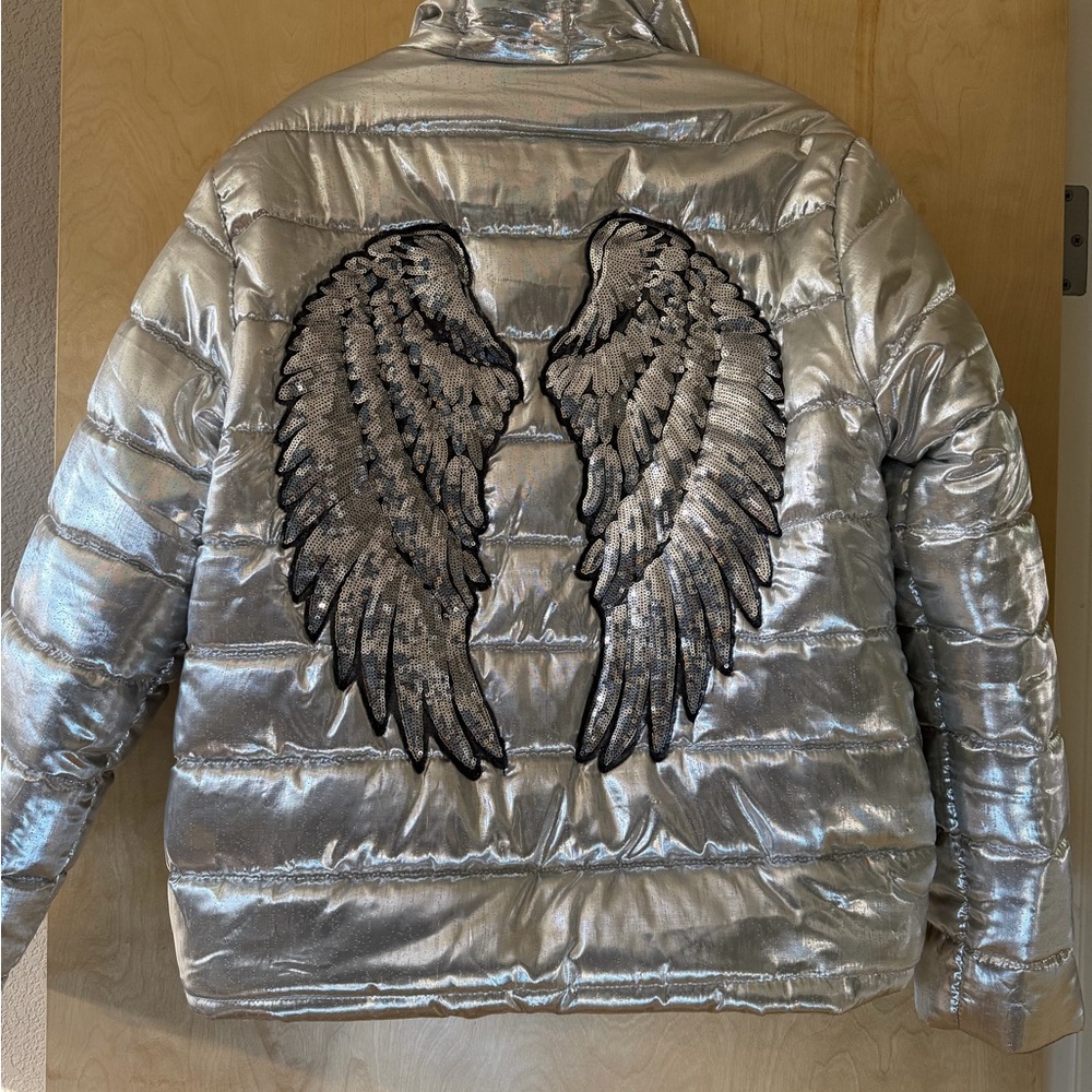 Silver Angel Wing Puffer Jacket